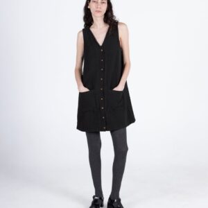 Quilted Audrey Dress, Washed Black